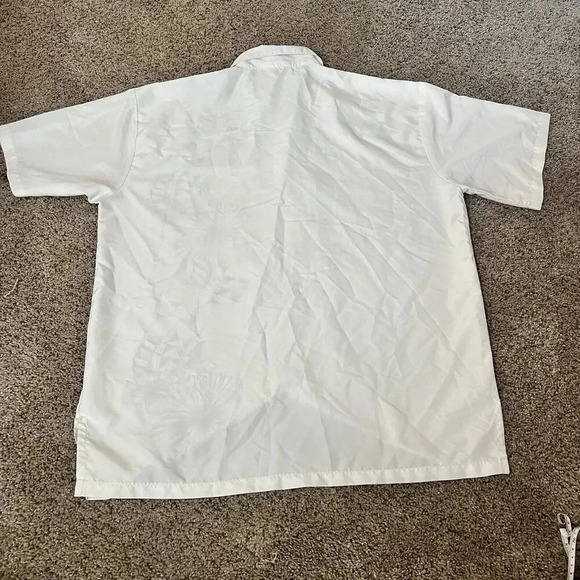 Makani Hawaii Shirt Mens Large White B&W Floral Microfiber Hawaiian Aloha Tribal - Picture 8 of 9